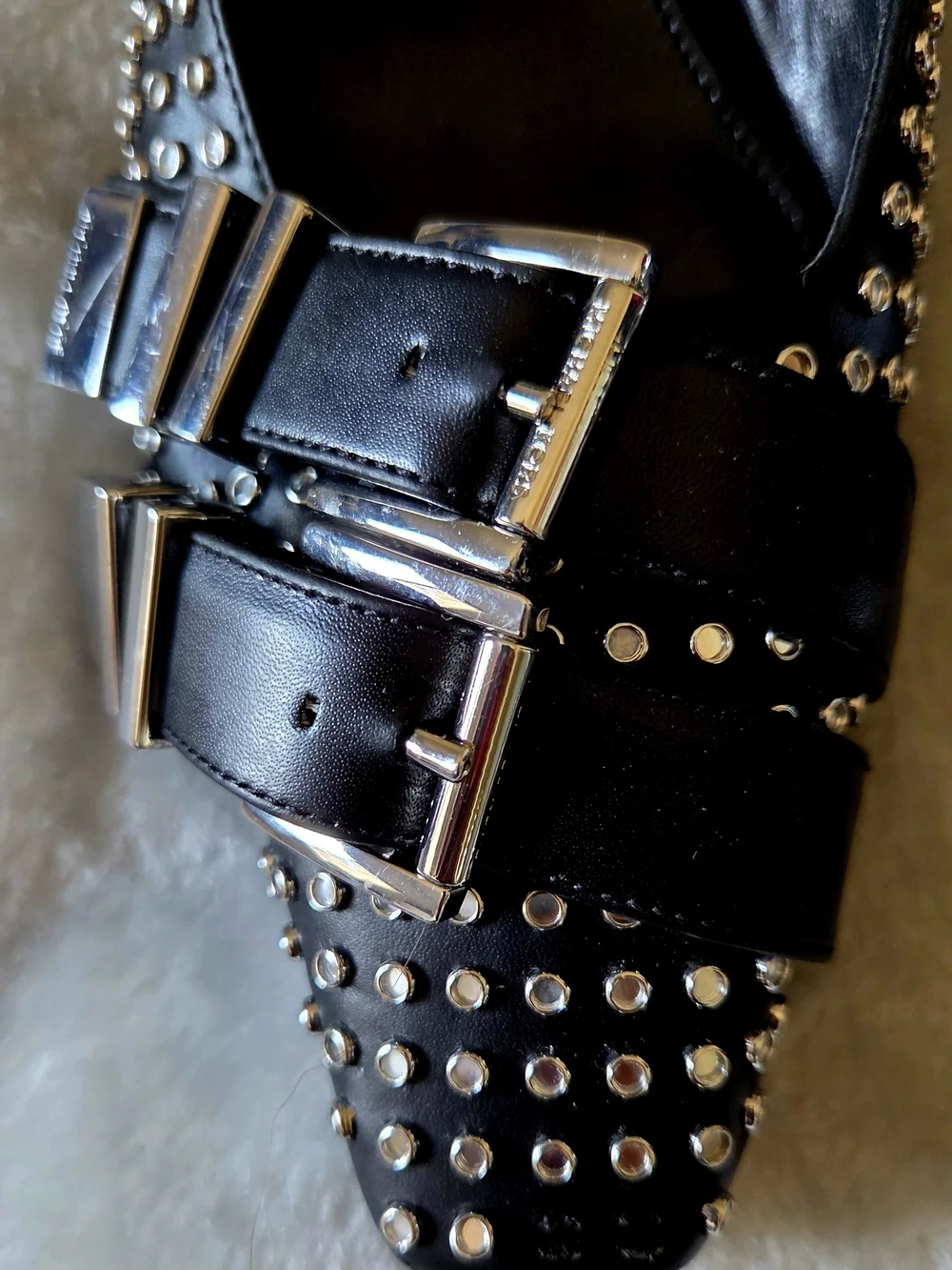 MICHAEL Michael Kors Studded Buckle Mules Black US 8